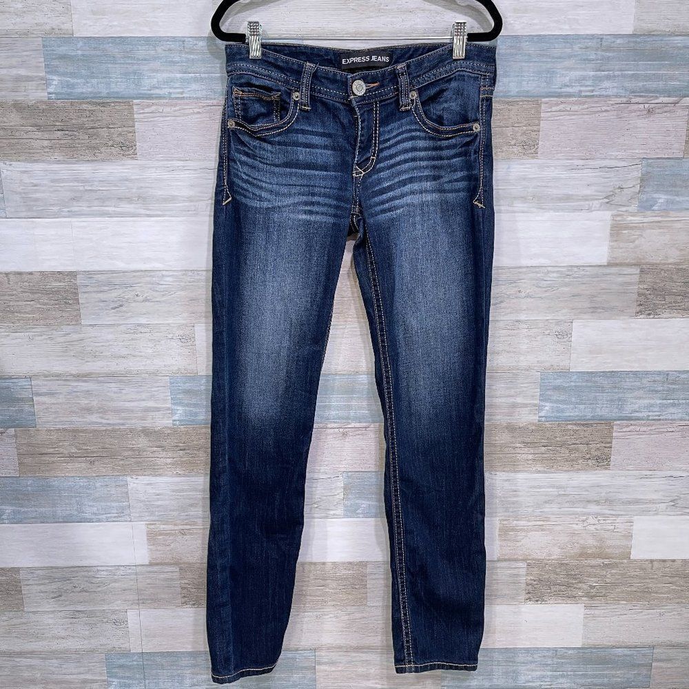 EXPRESS Low Rise Skinny Jeans Dark Wash Womens 4